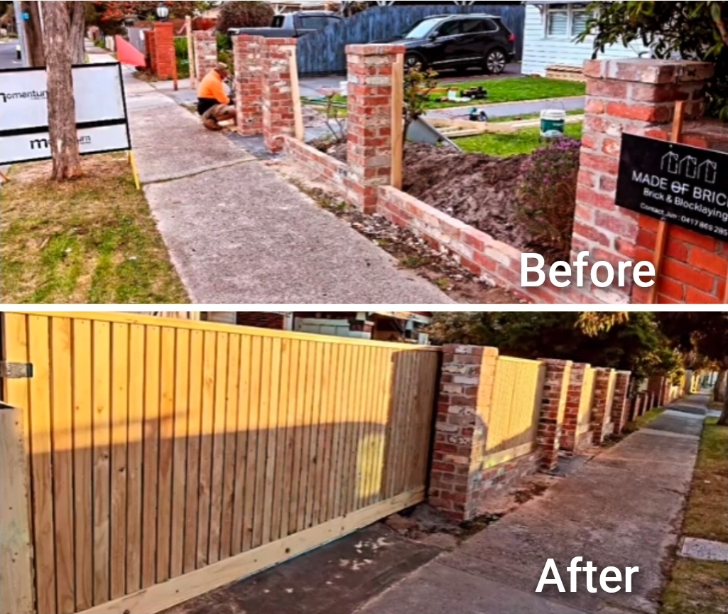 Before and after timber automatic gate project by Mordy Fencing